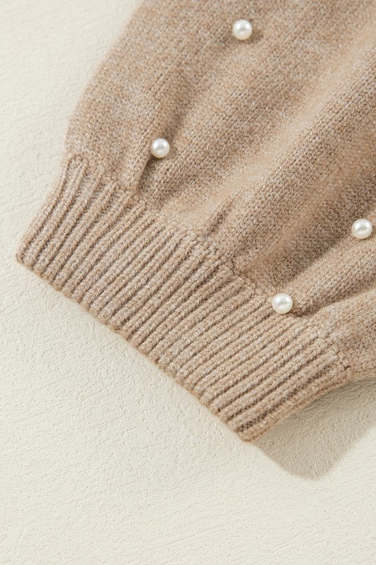 Pearled Drop Shoulder Round Neck Sweater