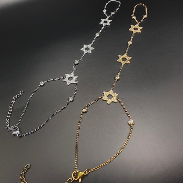 Dazzling Star of David Hand Chain Bracelet