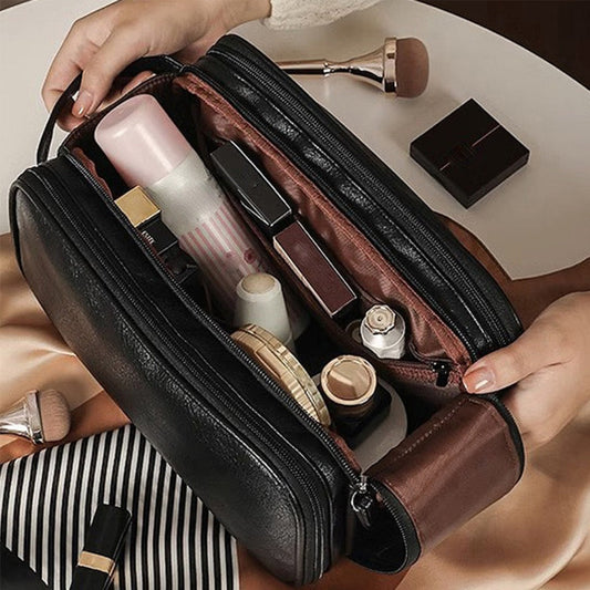 Makeup bag with compartments, Multifunctional cosmetic bag women's large capacity, portable storage bag, partition travel toilet bag, makeup bag organizer,