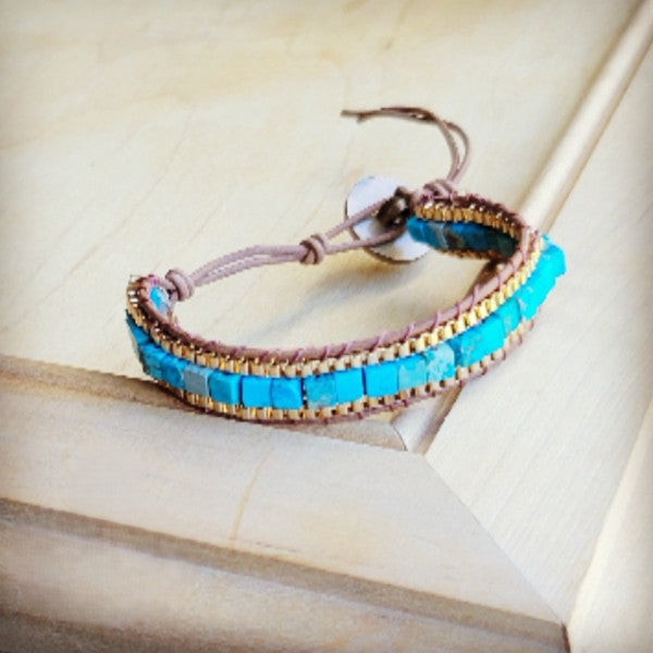 xxWoven Turquoise & Bronze Stacked Stone Bracelet