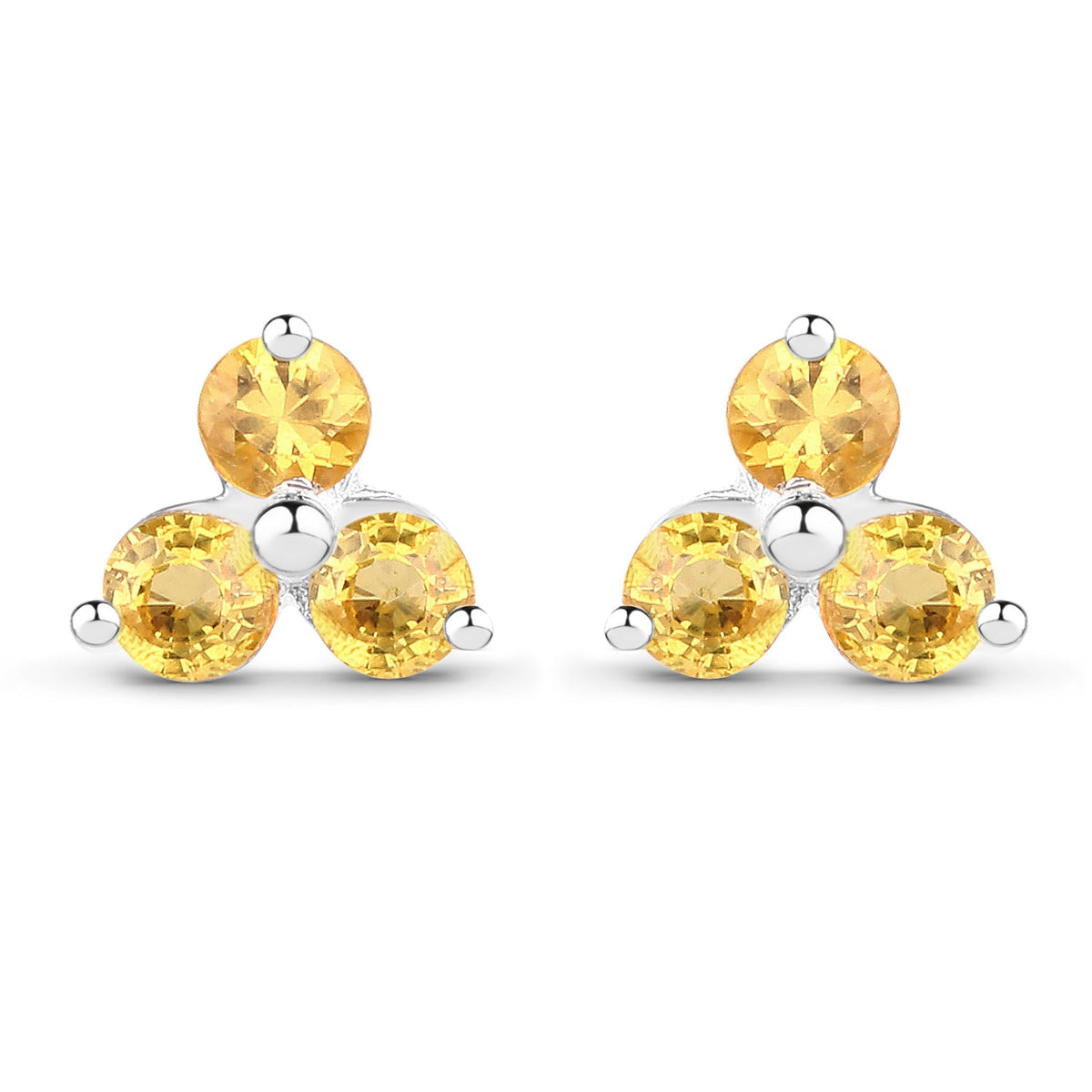 0.72 Carat Genuine Yellow Sapphire .925 Sterling Silver Earrings