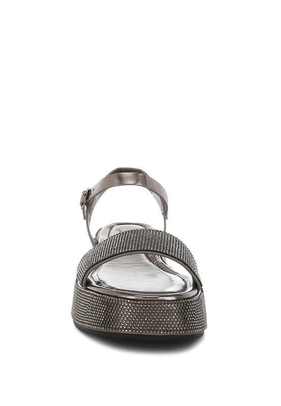 Nensis Rhinestone Embellished Flatform Sandals