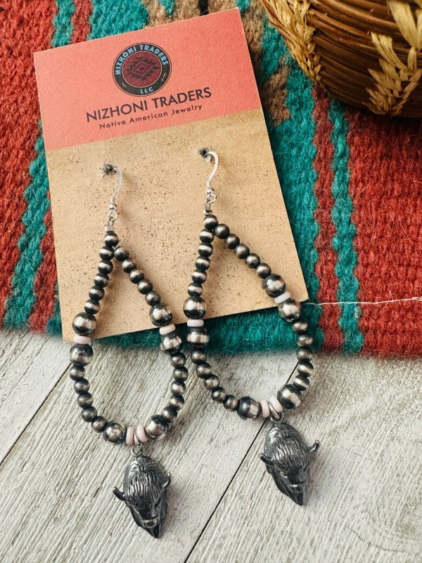 Navajo Queen Pink Conch & Sterling Silver Pearl Bu