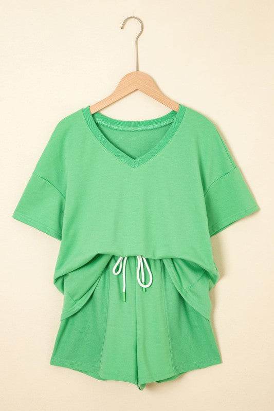 Avery Top and Patchwork Drawstring Shorts Set