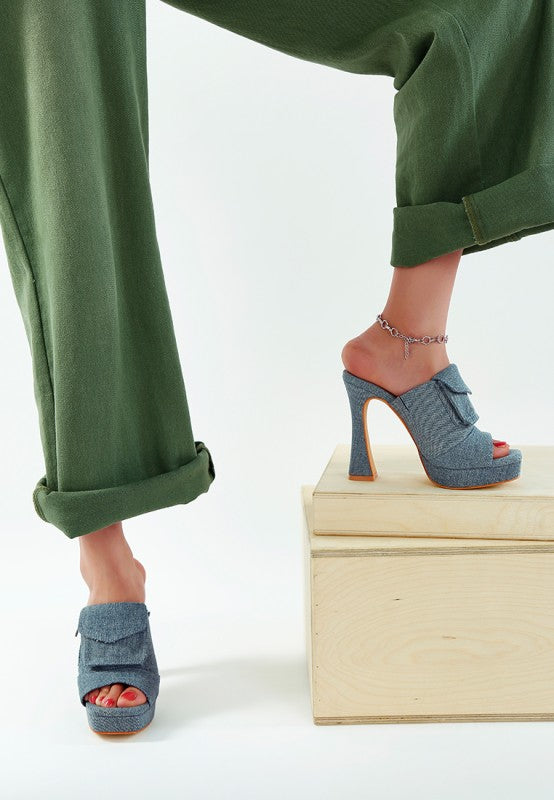 Celidih Denim Pouch Detail Sandals