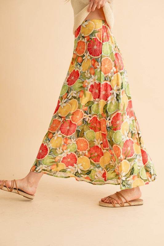 Aemi + Co Fruit Print Maxi Skirt