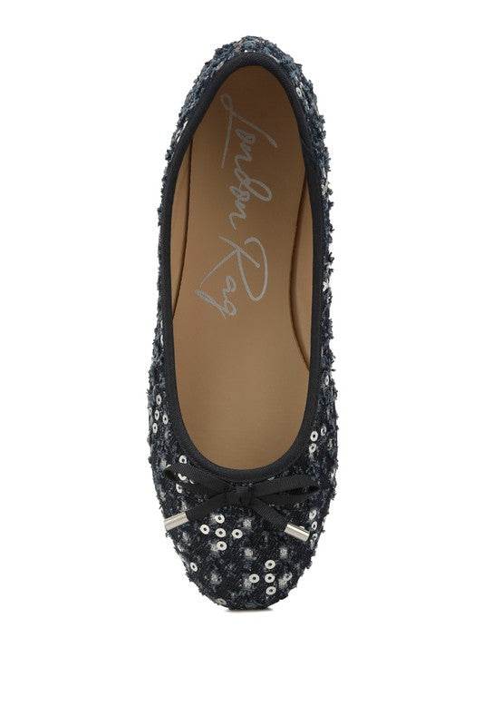 Florent Sequin Flat Bow Ballerinas