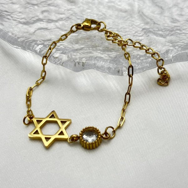 Star of David Bracelet with Crystal Accent
