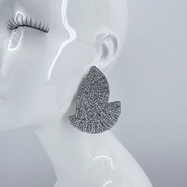 Rhinestones Double Fan Shape Earrings