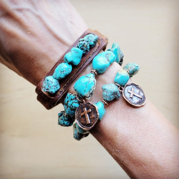Chunky Blue Turquoise Beaded Bracelet