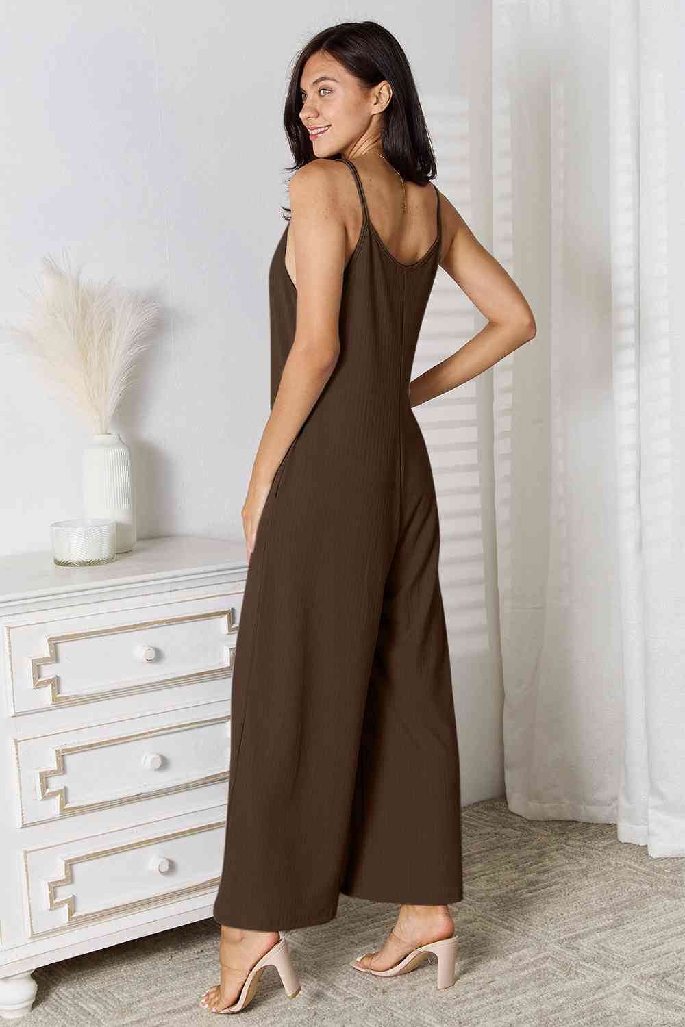 Basic Bae Spaghetti Strap Jumpsuit - Full Size V-Neck Design