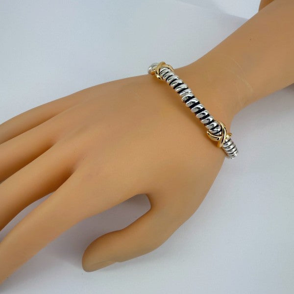 2 Tone or Silver Finish Stretchable Bracelet