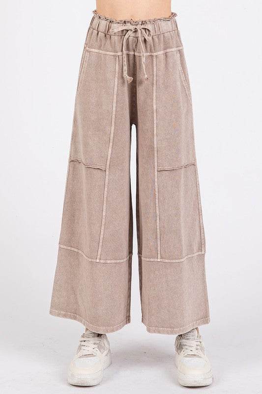 Mittoshop Mineral Wash Seam French Terry Wide Leg Pants
