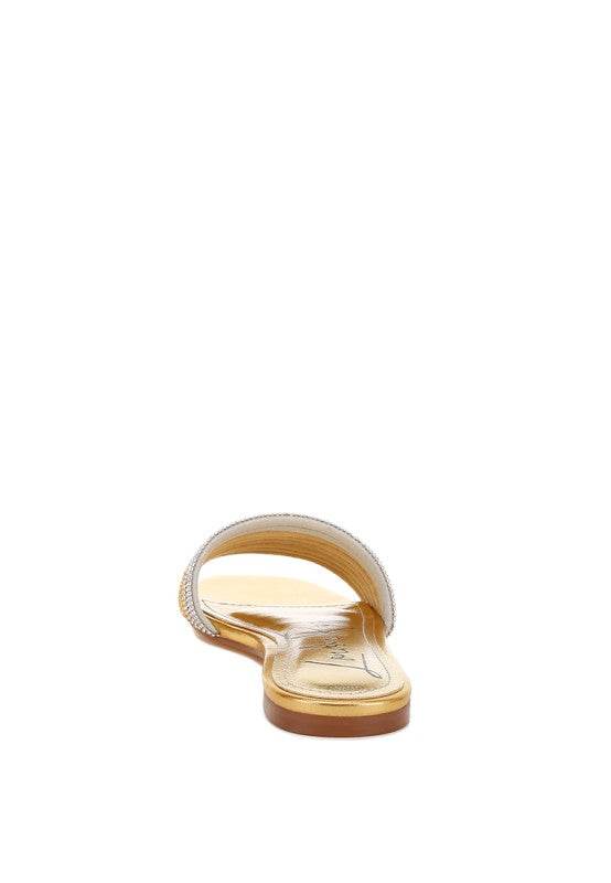 Chrisy Rhinestone Strap Slip On Flats