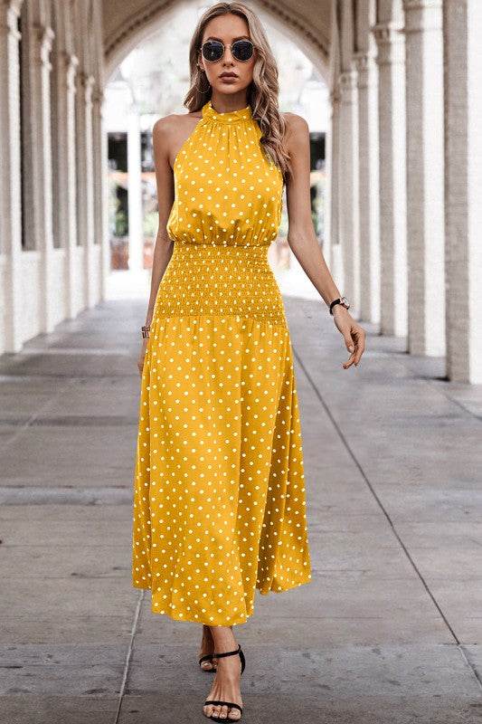 Halter Polka Dot Polka Dot Maxi Dress