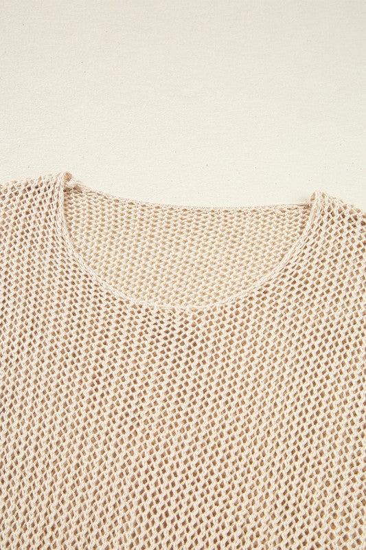 Solid Crochet Hollow-Out Sweater