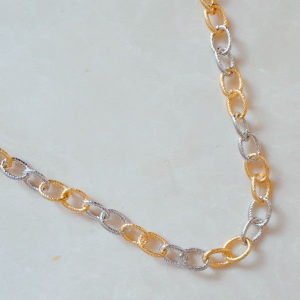 Every Two Links Gold And Silver Chain Necklace