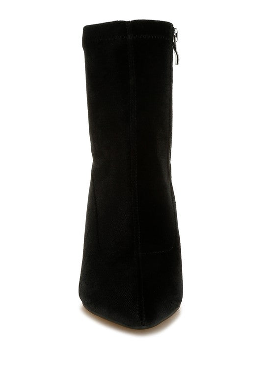 Arcturus Flared Block Heel Velvet Boots