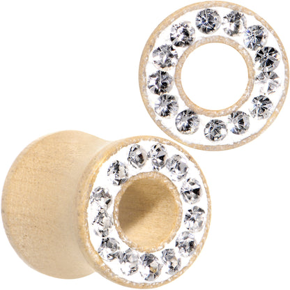 0G Clear Gem Organic Maple Wood Saddle Plug Set