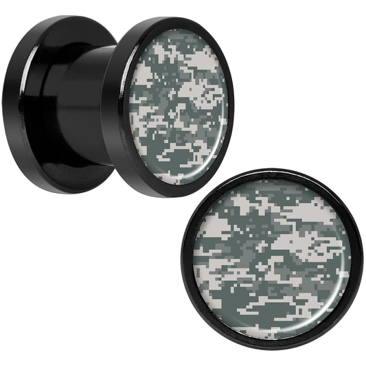 Digital Camo Print Black Anodized Screw Fit Plug Set 0G