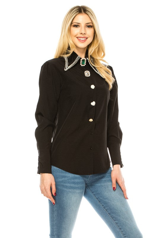Women Button Down Long Sleeve Blouse