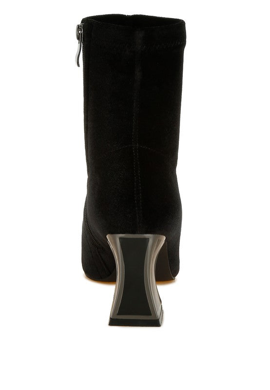 Arcturus Flared Block Heel Velvet Boots