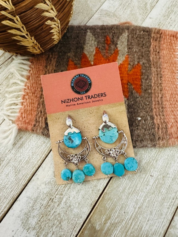Navajo Turquoise & Sterling Silver Chandelier Dang
