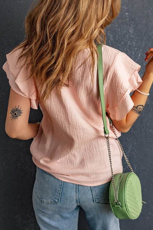 Sabrina Tiered Ruffled Short Sleeve Blouse
