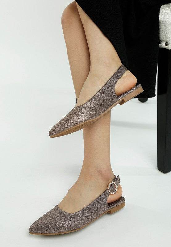 Giora Glitter Slingback Flat Sandals