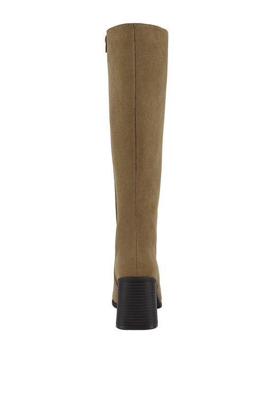 Paytin Faux Leather Block Heel Calf Length Boots