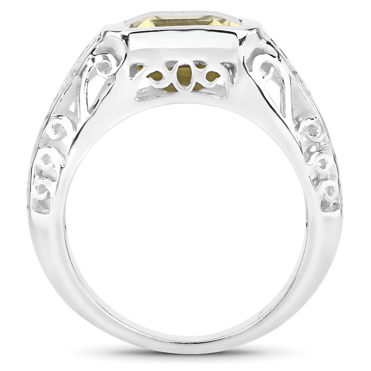 5.65 Carat Genuine Lemon Quartz .925 Sterling Silver Ring