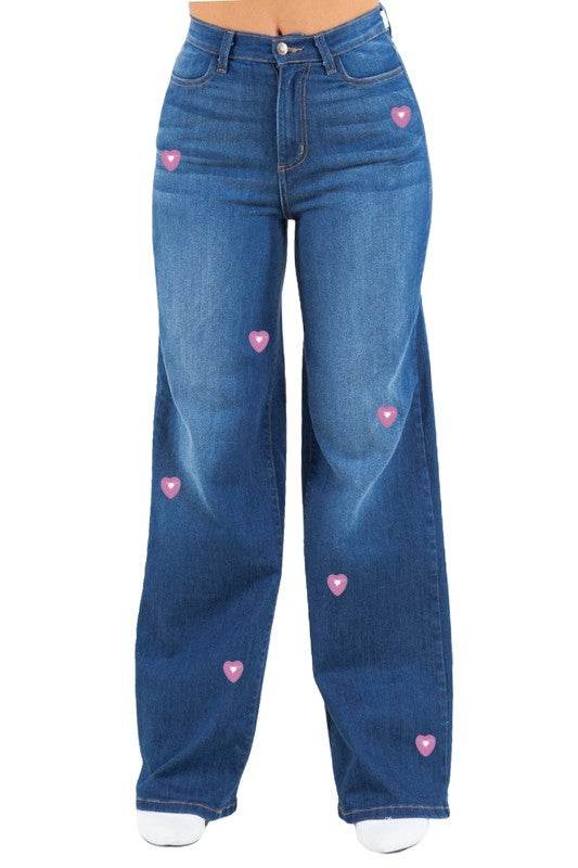 Heart Stud Wide Leg Jean