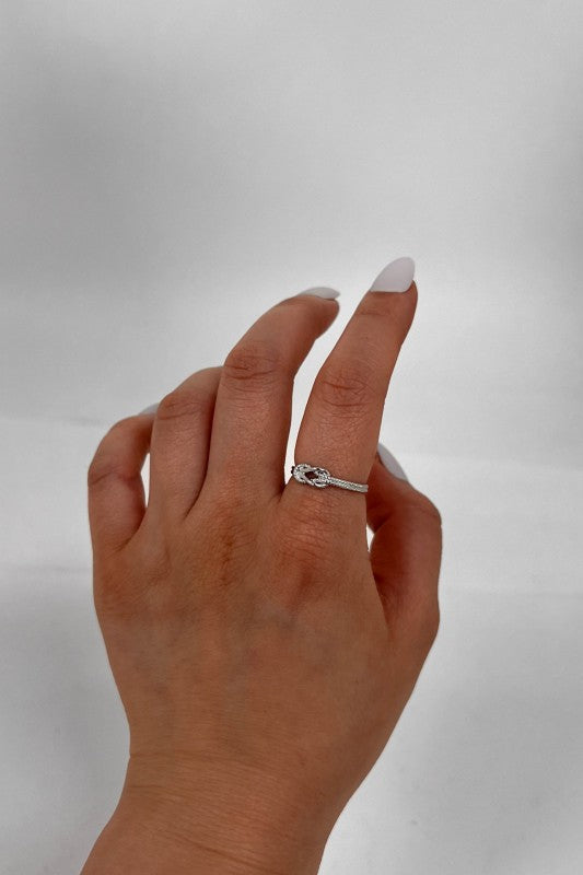 Rope Knot Adjustable Ring | Silver