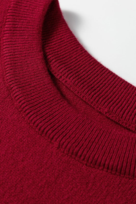 Solid Crewneck Cap Sleeve Knit Sweater