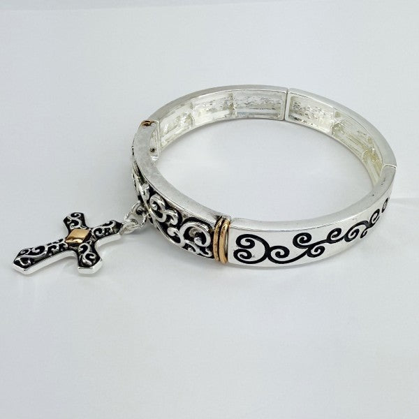 Stretchable Filigree Cross Vintage Bracelet