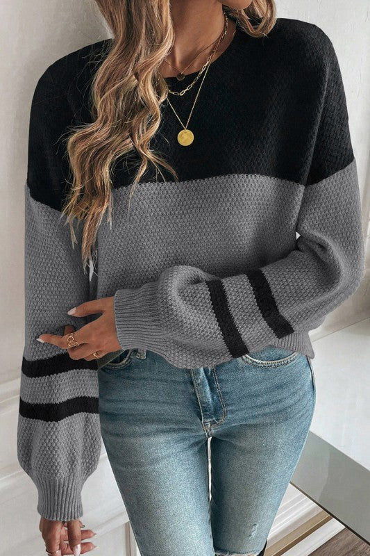 Colorblock Stripe Long Sleeve Sweater