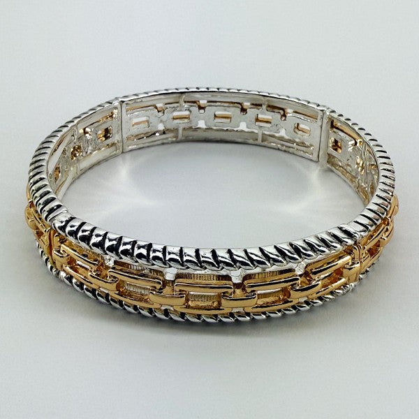 Stretchable Bracelet With Filigree and Cuban Link