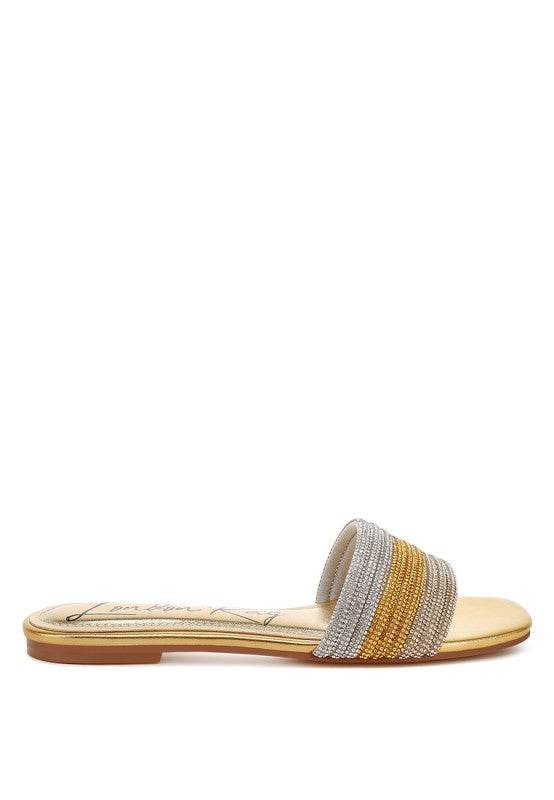 Chrisy Rhinestone Strap Slip On Flats
