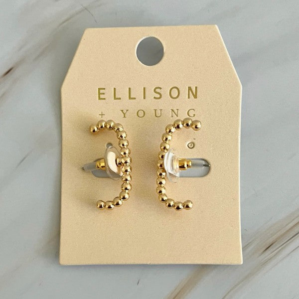 Ball Linked C Shape Post Earrings