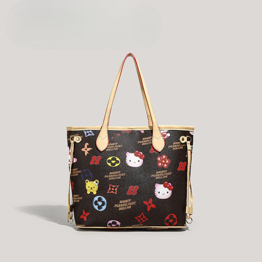 Cute large capacity tote bag, commuter cartoon versatile handbag for women, top handle purse