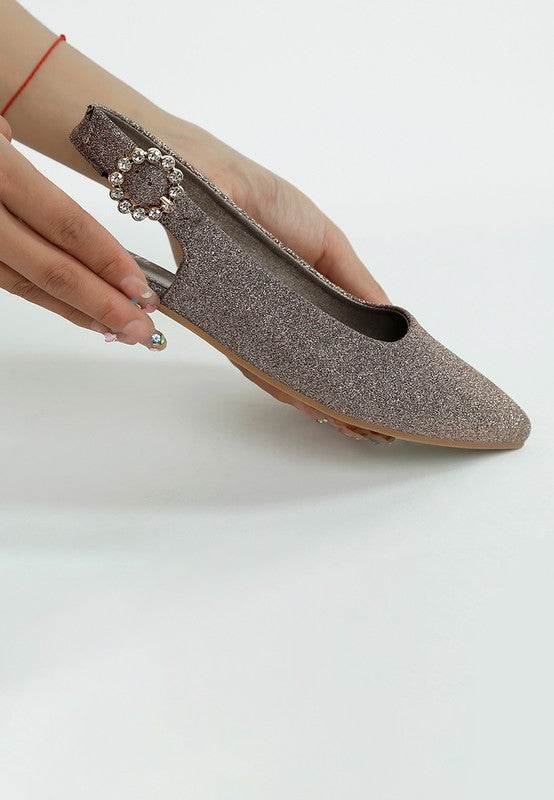 Giora Glitter Slingback Flat Sandals