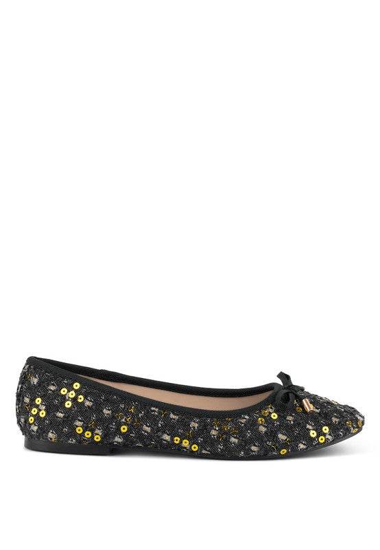 Florent Sequin Flat Bow Ballerinas