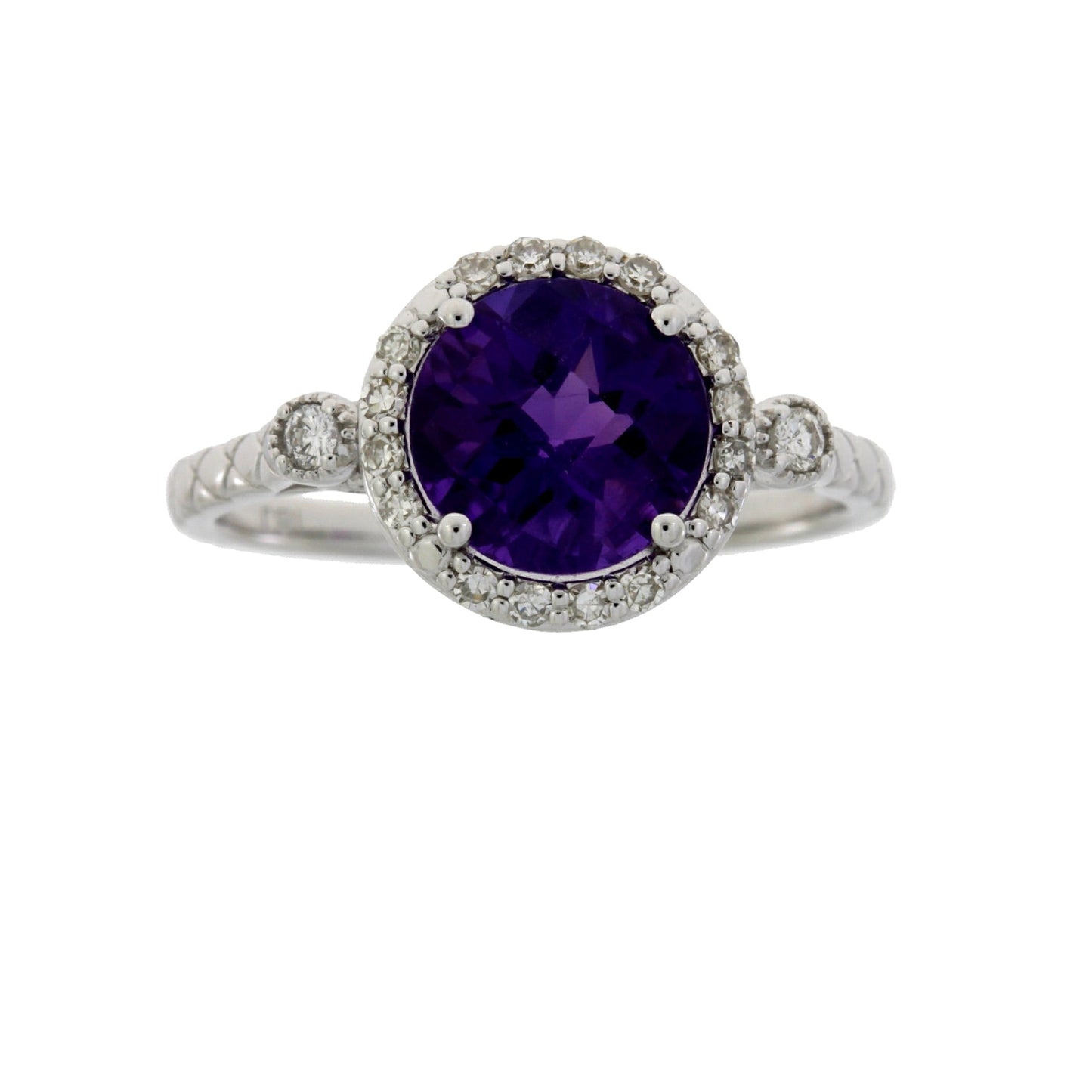 2.07ct Amethyst Diamond Ring 14KT White Gold