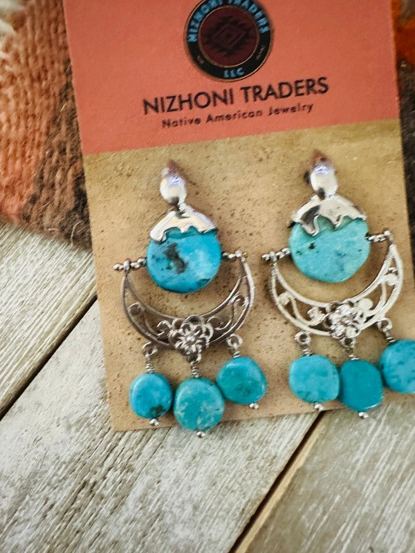 Navajo Turquoise & Sterling Silver Chandelier Dang