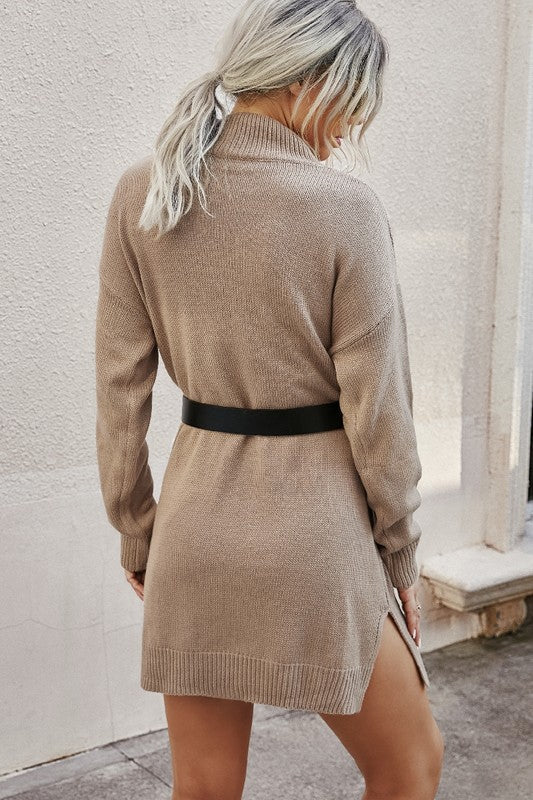 Mock Neck Knit Long Sleeves Sweater