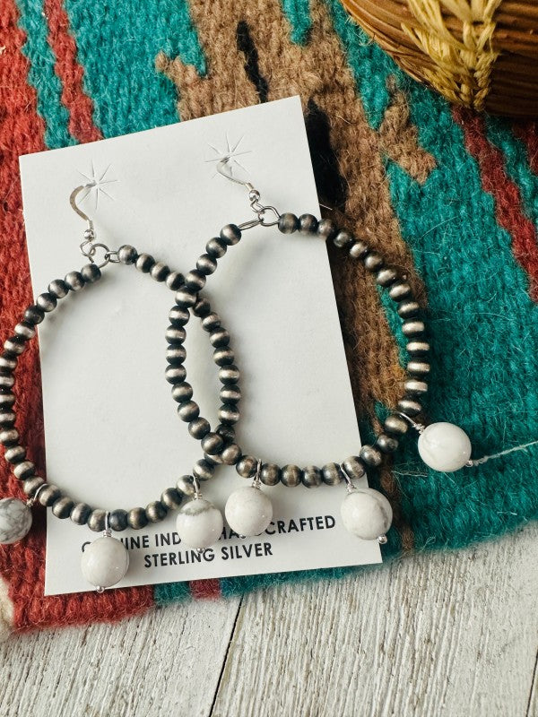 Navajo White Buffalo & Sterling Silver Pearl Beade
