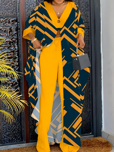 Women's Printed V Neck Shirt & Pants Sets