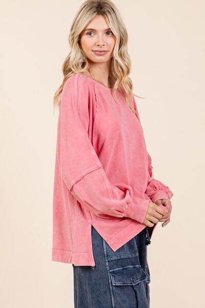 Mittoshop Mineral Wash Raglan Long Sleeve Oversized Top