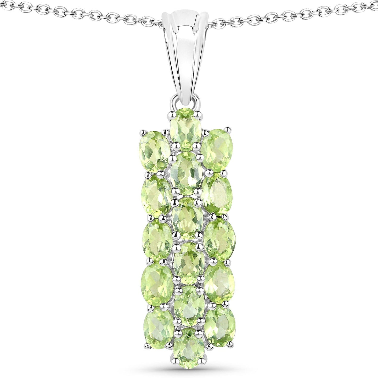 8.84 Carat Genuine Peridot .925 Sterling Silver 3 Piece Jewelry Set (Ring, Earrings, and Pendant w/ Chain)