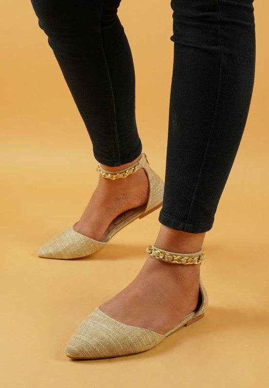 Buqisi Chain Embellished Flat Sandals